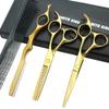 5.5 Inches Hair Cutting Scissors Set with Razor Combs Lether Scissors Case,Hair Cutting Shears Hair Thinning Shears for Personal and Professional (Gold) view 1