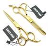 5.5 Inches Hair Cutting Scissors Set with Razor Combs Lether Scissors Case,Hair Cutting Shears Hair Thinning Shears for Personal and Professional (Gold) view 3