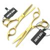 5.5 Inches Hair Cutting Scissors Set with Razor Combs Lether Scissors Case,Hair Cutting Shears Hair Thinning Shears for Personal and Professional (Gold) view 4