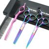 5.5 Inches Hair Cutting Scissors Set with Razor Combs Lether Scissors Case,Hair Cutting Shears Hair Thinning Shears for Personal and Professional (Raibow) view 1