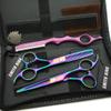 5.5 Inches Hair Cutting Scissors Set with Razor Combs Lether Scissors Case,Hair Cutting Shears Hair Thinning Shears for Personal and Professional (Raibow) view 2