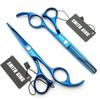 5.5 Inches Hair Cutting Scissors Set with Razor Combs Lether Scissors Case,Hair Cutting Shears Hair Thinning Shears for Personal and Professional (Blue) view 2