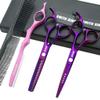 5.5 Inches Hair Cutting Scissors Set with Razor Combs Lether Scissors Case,Hair Cutting Shears Hair Thinning Shears for Personal and Professional (Voilet) view 1