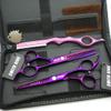 5.5 Inches Hair Cutting Scissors Set with Razor Combs Lether Scissors Case,Hair Cutting Shears Hair Thinning Shears for Personal and Professional (Voilet) view 2