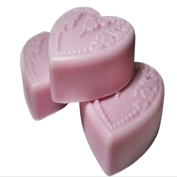 3pc Gift Set Large Heart Shaped Soaps - Carnation Scent Shea Butter Goat Milk Soap