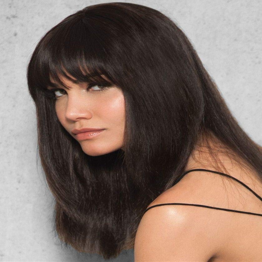 Hairdo Clip-In Human Hair Fringe Bangs Color R14/88H Golden Wheat - 4.25" Front | 9" Sides Monofilament Crown Connects Long Layers to Blend 3 Pressure-Sensitve Clips Cabello Humano