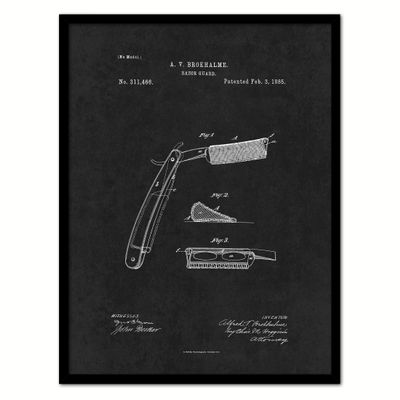 SpotColorArt PATENT150033BK-79BK 1885 Barber Razor Guard, 7" x 9", Black