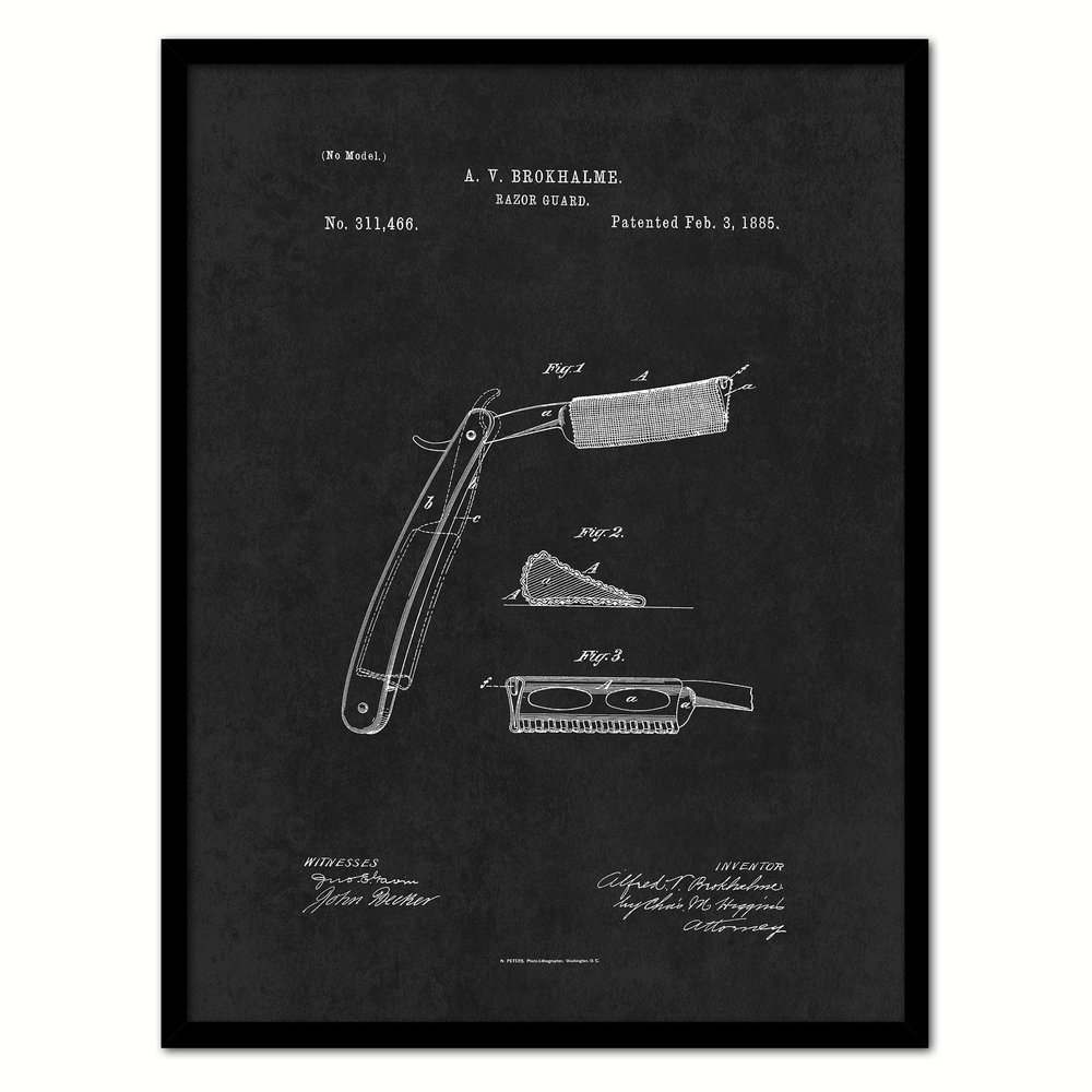 SpotColorArt PATENT150033BK-79BK 1885 Barber Razor Guard, 7" x 9", Black