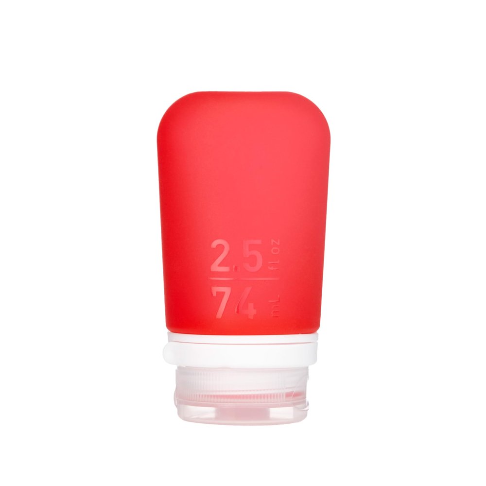 humangear GoToob+ (Medium) | Refillable Silicone Travel Bottle | Locking Lid | Food-Safe Material | Red, Medium (2.5 fl.oz.; 74ml)