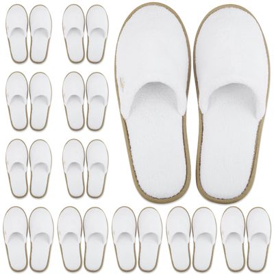 BERGMAN KELLY - Spa Slippers - Disposable Indoor House Slippers - Closed Toe House Shoes for Men & Women - Value Pack Hotel Indoor Shoes for Guests - Washable & Reusable for Travel & Wedding