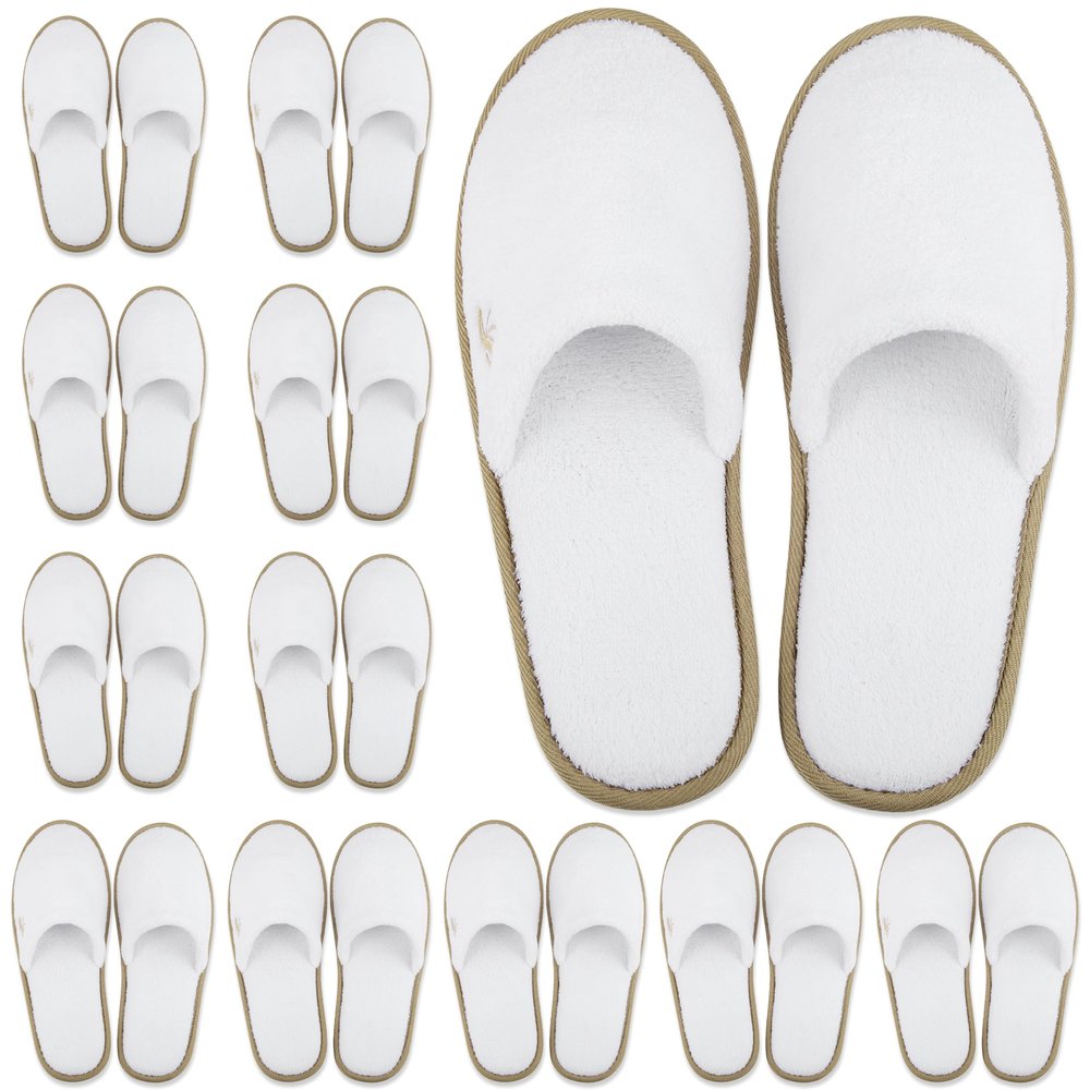 BERGMAN KELLY - Spa Slippers - Disposable Indoor House Slippers - Closed Toe House Shoes for Men & Women - Value Pack Hotel Indoor Shoes for Guests - Washable & Reusable for Travel & Wedding