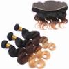 Cloud Hair Three Color 1B 4 27 Ear To Ear Frontal With Brazilian Human Body Wave Hair Extensions 4Pcs Lot Ombre Blonde Color 3Bundles Weaves With Lace Frontal 13x4 (18 20 22+16 inch frontal) view 4
