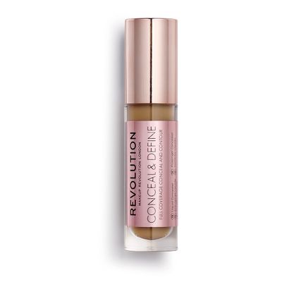 Revolution, Conceal & Define Concealer, Full Coverage & Lightweight, Long-Lasting Matte Finish, Vegan & Cruelty Free, C13 Dark to Deep Skin Tones, 0.14 oz