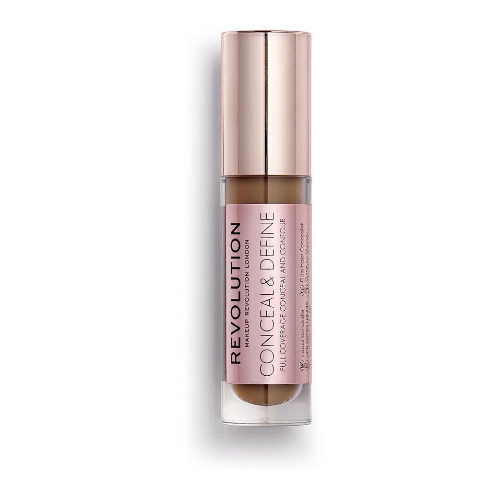 Revolution, Conceal & Define Concealer, Full Coverage & Lightweight, Long-Lasting Matte Finish, Vegan & Cruelty Free, C15 Dark to Deep Skin Tones, 0.14 oz