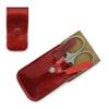 Mont Bleu 3-piece Manicure Set with crystal nail file, in Cruelty Free Red Leatherette Case | Italian Scissors - Red Czech Crystal Nail File - German Case view 2