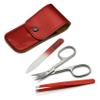 Mont Bleu 3-piece Manicure Set with crystal nail file, in Cruelty Free Red Leatherette Case | Italian Scissors - Red Czech Crystal Nail File - German Case view 3
