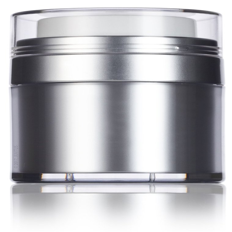 0.50 oz / 15 ml Platinum Silver Airless Jar Refillable Cosmetic (2 pack)