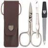 3 Swords Germany - brand quality 3 piece manicure pedicure grooming kit set for professional finger & toe nail care scissors file genuine leather case in gift box, Made in Solingen Germany (03744 ) view 1