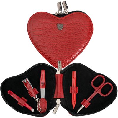 3 Swords Germany - Brand Quality 5 Piece Manicure Pedicure kit Set for Kids - Children - Toddlers with Special Scissors (Round tip) Fashion Leather case in Gift Box, Made by 3 Swords (03751)