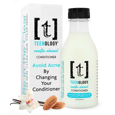 Teenology Teen Conditioner Avoid Acne Breakouts, Non-Comedogenic, For Dry & Oily Scalps, Sulfate & Paraben Free, Natural Botanical Extracts, for Clear Skin & Healthy Hair, 16 oz (Vanilla Almond)