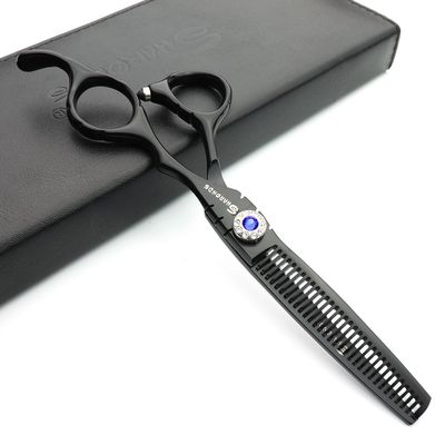 6 inch hairdressing scissors 440C steel hairdressing cutting scissors+thinning scissors (black) (Thinning Scissors)