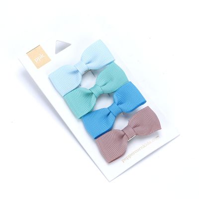 Girls Little Bow Hair Clip 4-pc Set - Blue - Multi Mix
