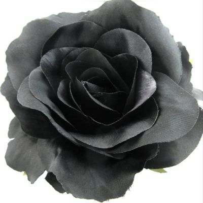 oceansEdge11 5" Black Rose Poly Silk Flower Hair Comb