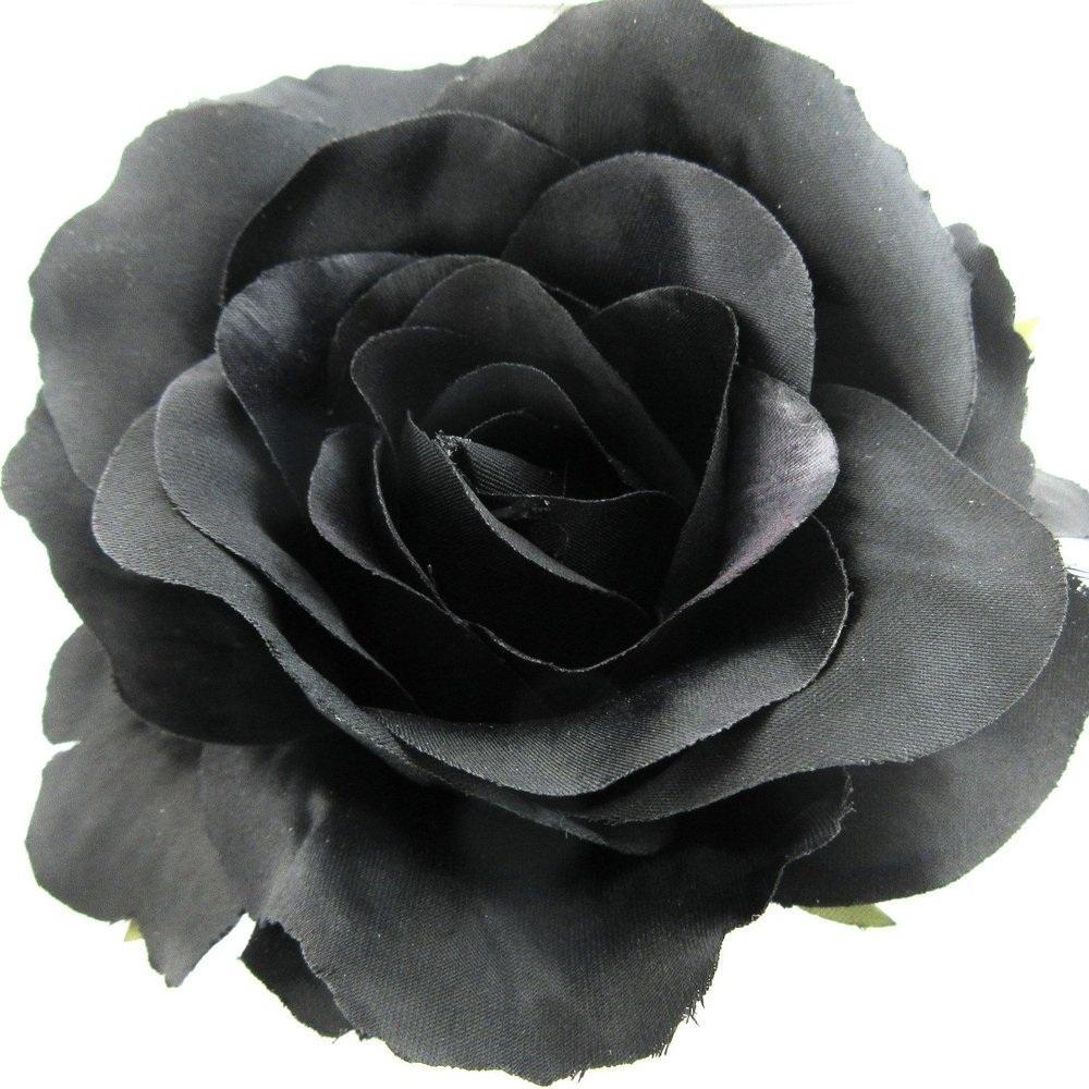 oceansEdge11 5" Black Rose Poly Silk Flower Hair Comb