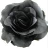 oceansEdge11 5" Black Rose Poly Silk Flower Hair Comb view 1