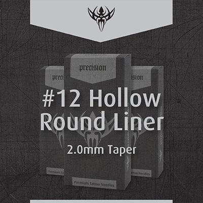 Precision Needles, Tattoo Needles #12 (0.35mm) Hollow Round Liner 2.5mm Taper, 11 Point Model 1211HRLB, Box of 50