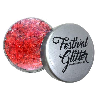 Art Factory Festival Glitter - Cherry Bomb (50 ml/1 fl oz), Cosmetic Glitter Gel