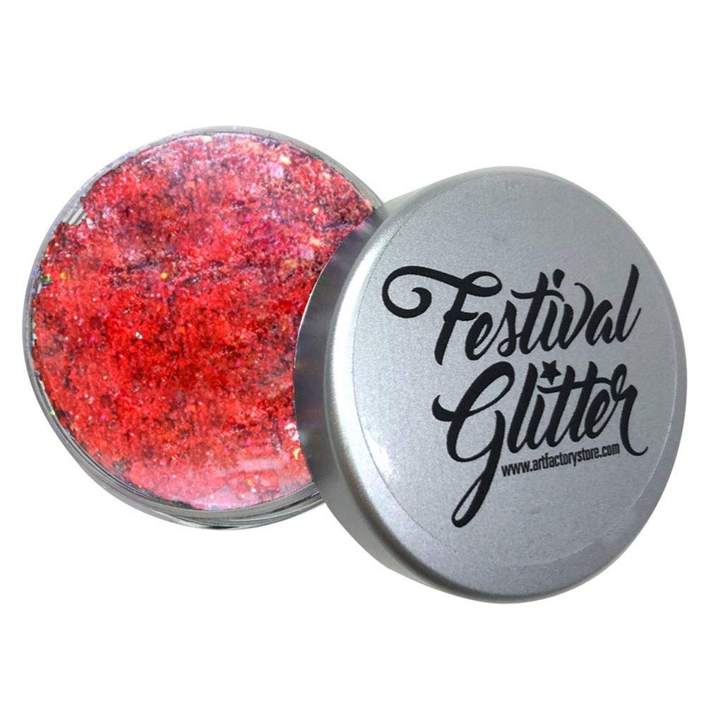 Art Factory Festival Glitter - Cherry Bomb (50 ml/1 fl oz), Cosmetic Glitter Gel