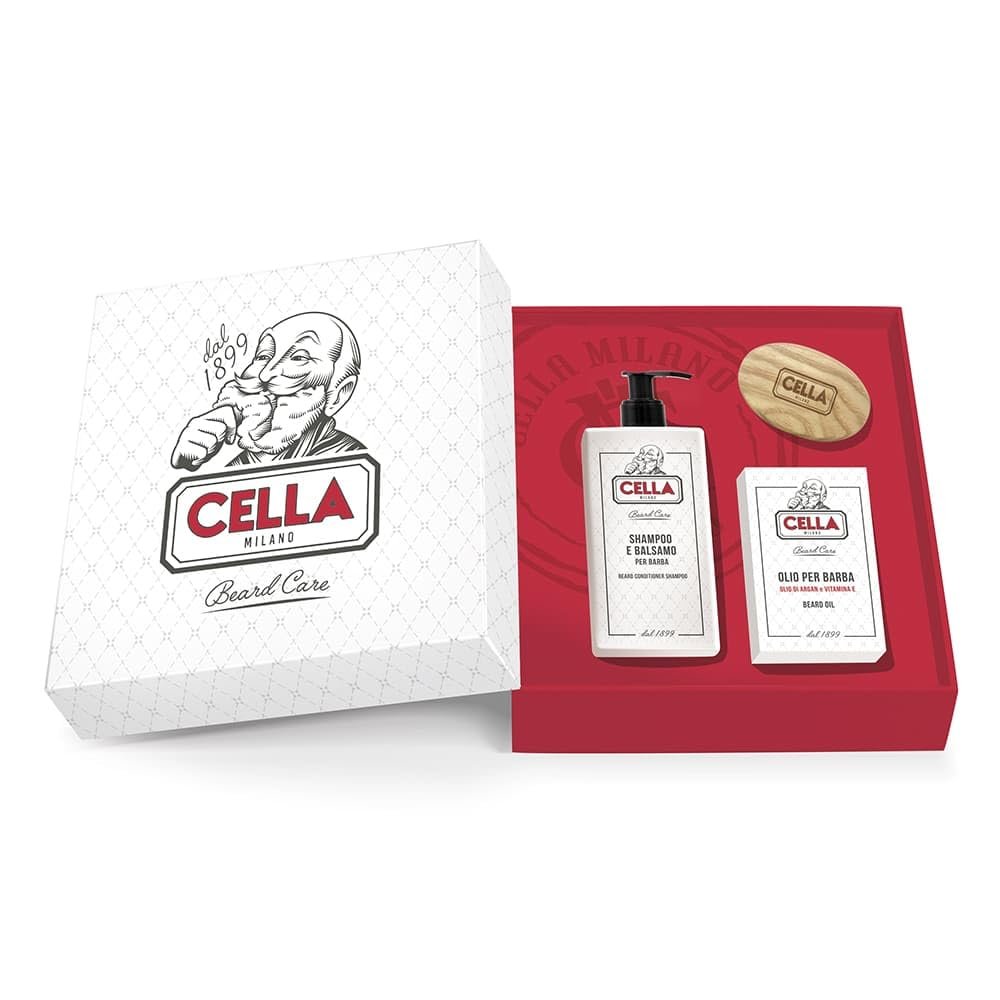 Cella, Luxury Beard Grooming Set, Includes Cellas Beard Oil, Beard Brush and Beard Shampoo, Made in Italy