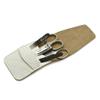 Mont Bleu 5-piece Manicure Set with crystal nail file, in Cruelty Free White Leatherette Case | Italian Scissors - Silver Crystal Nail File - German Case view 2