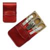 Mont Bleu 5-piece Manicure Set with crystal nail file, in Cruelty Free Red Leatherette Case | Italian Scissors - Silver Czech Crystal Nail File - German Case view 1