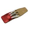 Mont Bleu 5-piece Manicure Set with crystal nail file, in Cruelty Free Red Leatherette Case | Italian Scissors - Silver Czech Crystal Nail File - German Case view 2