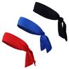 Kenz Laurenz Tie Back Headbands Moisture Wicking Athletic Sports Head Band You Pick Colors (3 Pack Bk/Bl/Rd) view 1