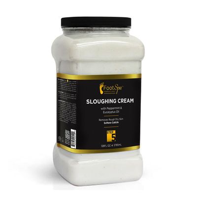 FootSpa - Foot Cream, Sloughing Lotion, Peppermint and Eucalyptus Oil, 128 Oz - Pedicure Massage Foot Care for Dry Cracked Feet, Scrub Gently, Exfoliating