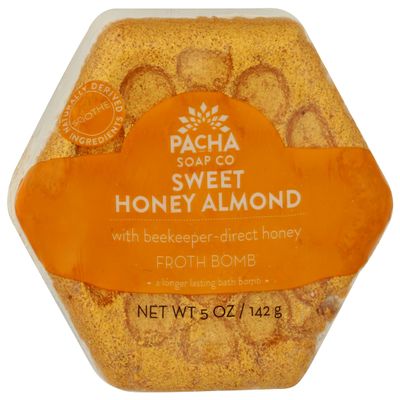 PACHA SOAP Sweet Almond Honeycomb Froth Bomb, 5 OZ