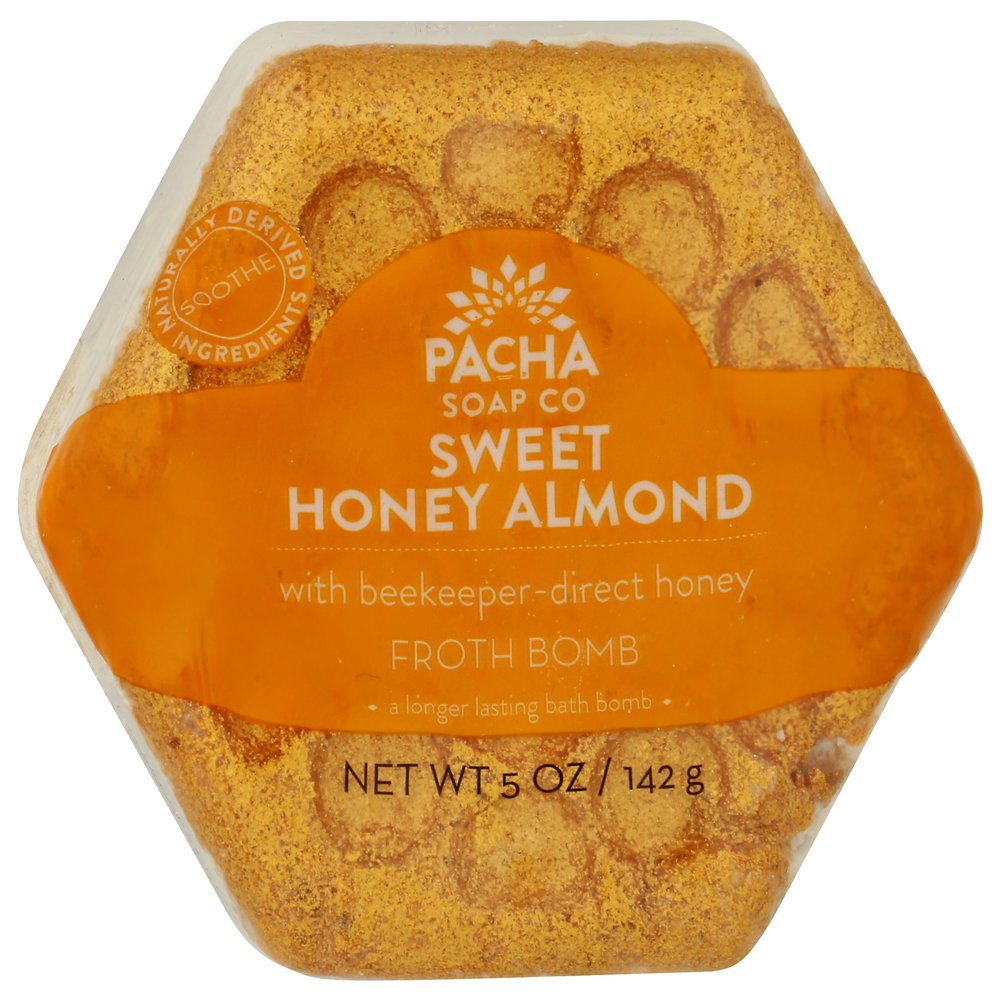 PACHA SOAP Sweet Almond Honeycomb Froth Bomb, 5 OZ