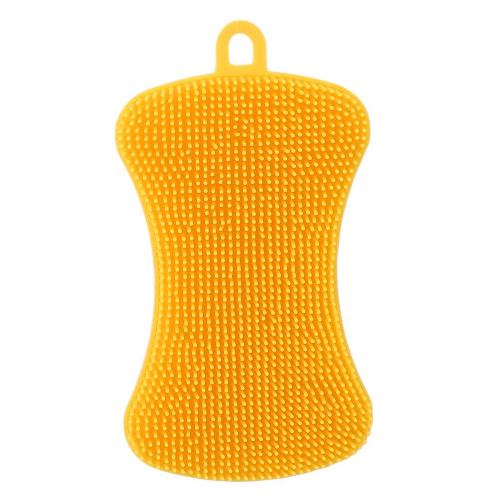 Myhouse Creative Multifuctional Silicone Bath Brush Dishwashing Baby Shampoo Brush Baby Shower Brush Bowl Brush Cleaning Brush (Yellow)