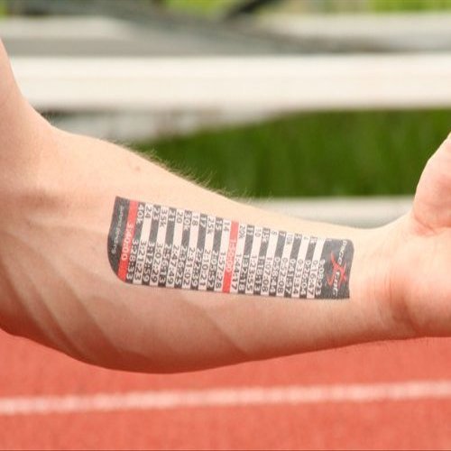 PACE TAT - Temporary Pacing Tattoo - KILOMETER Splits - Full and Half Marathon Finish times (Full: 7:00 | Half: 3:30)