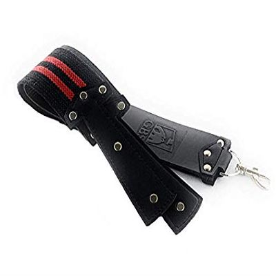 G.B.S Stylish Leather Strop for Straight Razor Sharpening & Smooth Cowhide & Dual Strop with Swivel Pivot Rings, Woven Strop Sharpening Strap Professional (Black with Red Strips)