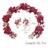 YAOSEN Floral Headband Earrings Set Hair Wreath Flower Garland Crown with Ribbon (Wine) view 2