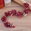 YAOSEN Floral Headband Earrings Set Hair Wreath Flower Garland Crown with Ribbon (Wine) view 4