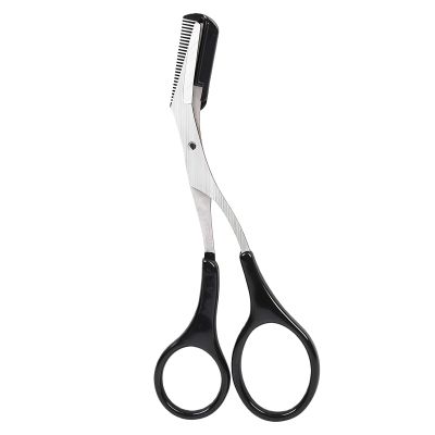ericotry Professional Precision Eyebrow Trimmer Scissors Scissors with Comb and Non Slip Finger Grips Black Silver Tone for Men Women Hair Removal Grooming Shaping Black