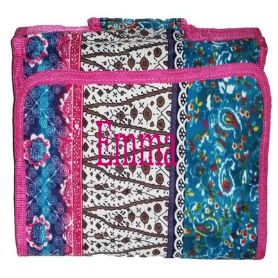 101 BEACH Hanging Toiletry Cosmetic Organizer Bag - Roll up for Storage Travel - Custom Embroidery Available (Boho - Embroidered Name)