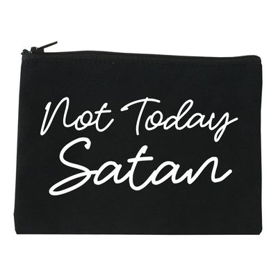 Not Today Satan Funny Cosmetic Makeup Bag Black Large