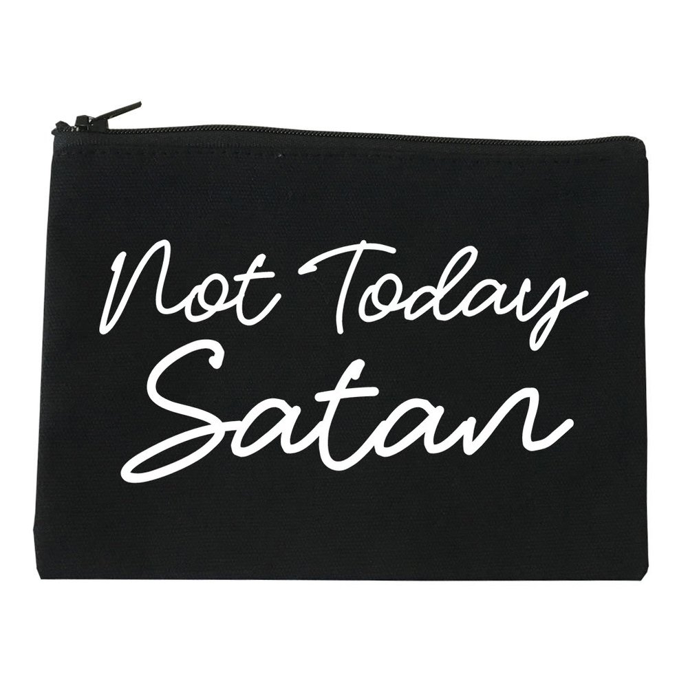 Not Today Satan Funny Cosmetic Makeup Bag Black Large