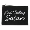 Not Today Satan Funny Cosmetic Makeup Bag Black Large view 1